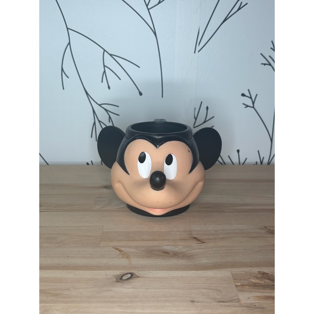 Vintage Mickey Mouse 3D Character Plastic Mug Applause Inc Disney Black Tan
